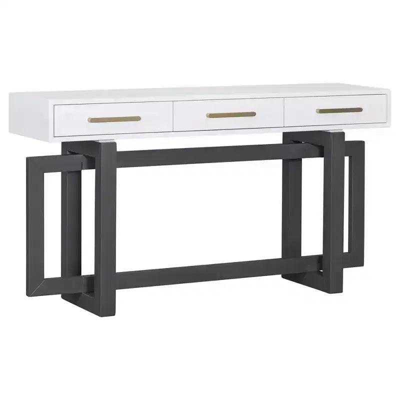 Console moderne au style artistique avec 3 tiroirs, élégante table d’entrée à pieds croisés, pour l’entrée ou le salon