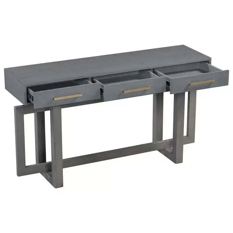 Console moderne au style artistique avec 3 tiroirs, élégante table d’entrée à pieds croisés, pour l’entrée ou le salon