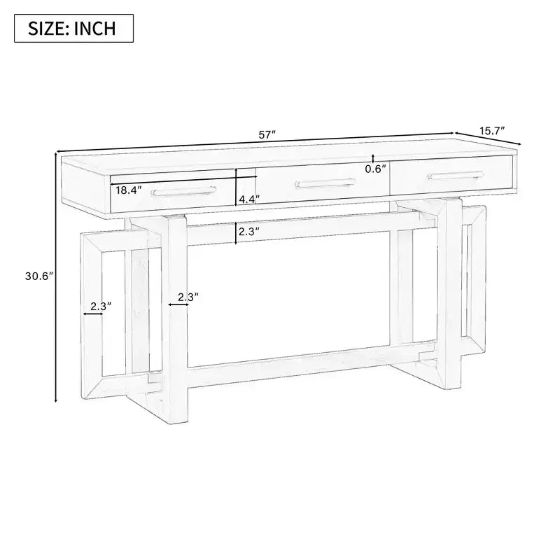 Console moderne au style artistique avec 3 tiroirs, élégante table d’entrée à pieds croisés, pour l’entrée ou le salon