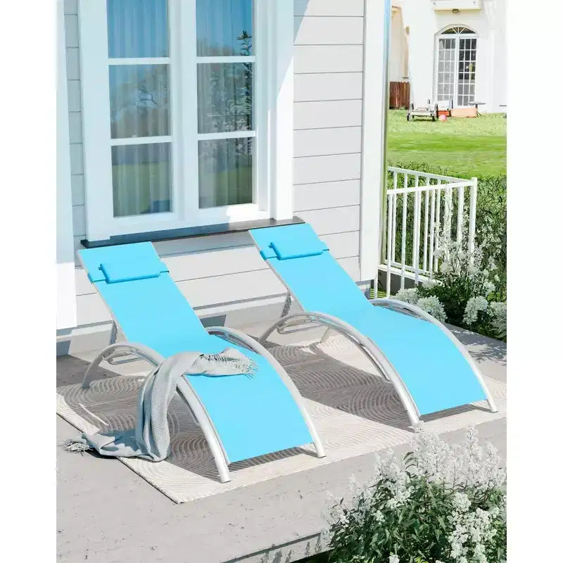 2er-Set Gartenliegestühle mit verstellbarer Rückenlehne, wetterfeste Sonnenliegen für Garten, Balkon und Strand