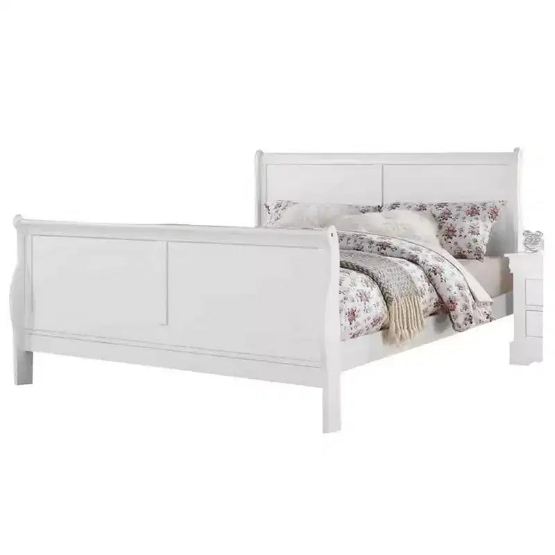 Bett in Schlittenform, Größe Full, mit eleganten Beinen, Weiß