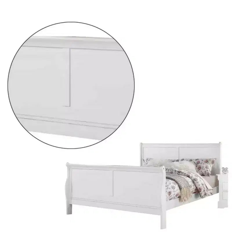 Bett in Schlittenform, Größe Full, mit eleganten Beinen, Weiß
