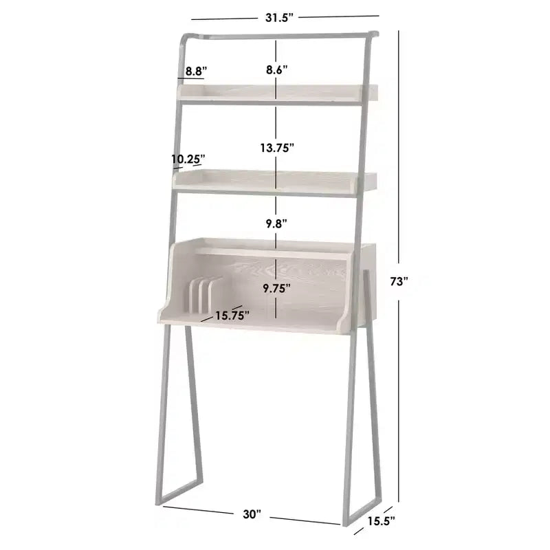 Schreibtisch mit Regalen, Natur/Schwarz: Industriestil, Furnieroberfläche, Metallgestell, offene Ablage