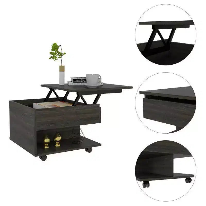 Couchtisch: moderner rechteckiger Tisch mit Schublade, Holzlaminat
