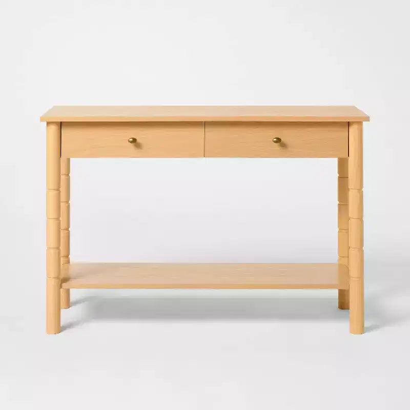 48-Zoll-Konsolentisch aus modernem Holz mit Schubladen (Braun)