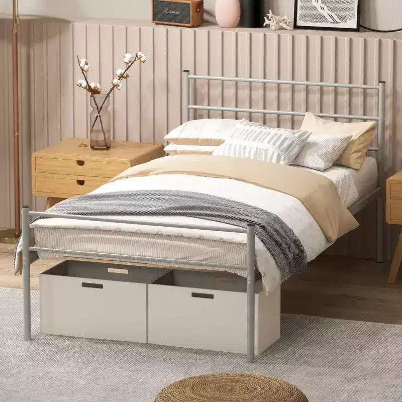 Metallbettgestell für Einzelbett, Matratzenunterbau, kein Boxspring erforderlich