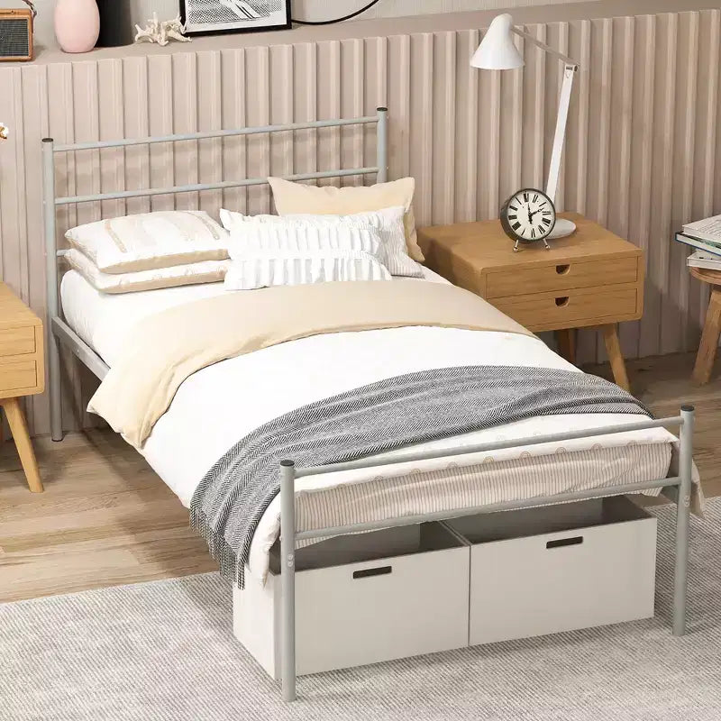 Metallbettgestell für Einzelbett, Matratzenunterbau, kein Boxspring erforderlich