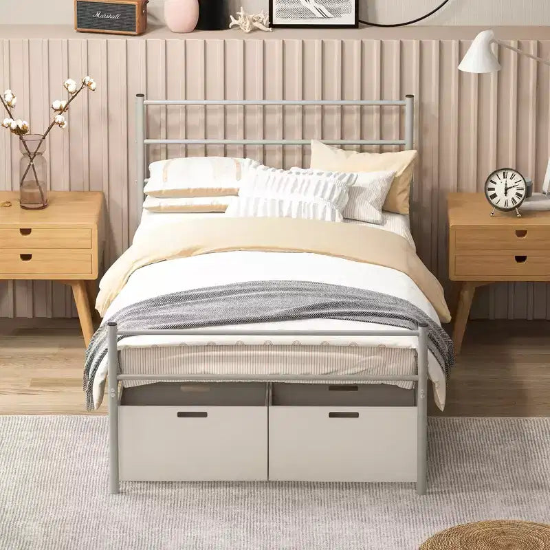 Metallbettgestell für Einzelbett, Matratzenunterbau, kein Boxspring erforderlich