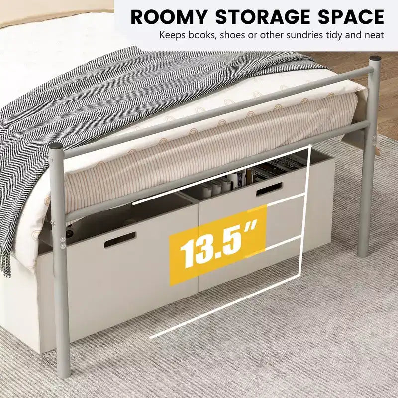 Metallbettgestell für Einzelbett, Matratzenunterbau, kein Boxspring erforderlich
