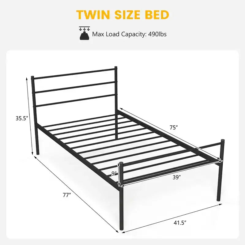 Metallbettgestell für Einzelbett, Matratzenunterbau, kein Boxspring erforderlich
