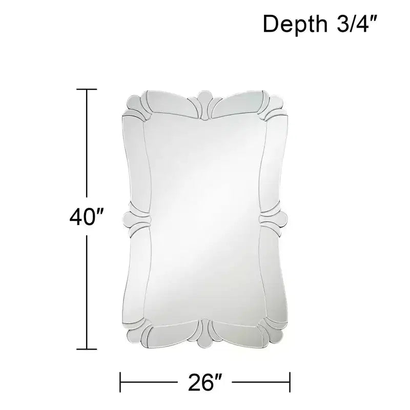 Espejo decorativo rectangular para tocador, con borde biselado moderno, marco de vidrio con diseño floral, 26 de ancho, para baño o dormitorio