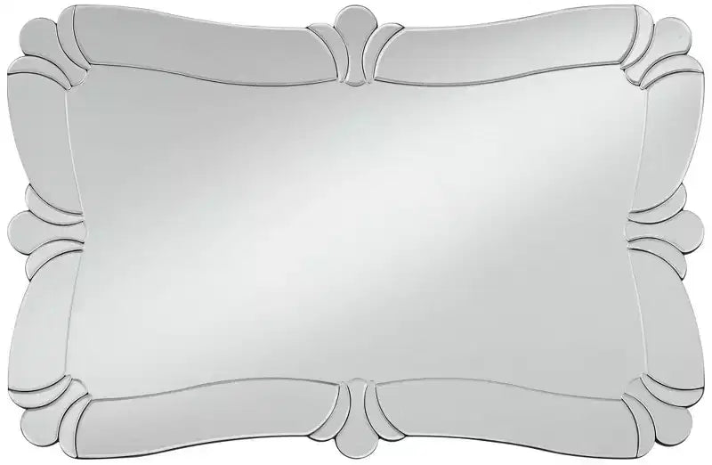 Espejo decorativo rectangular para tocador, con borde biselado moderno, marco de vidrio con diseño floral, 26 de ancho, para baño o dormitorio