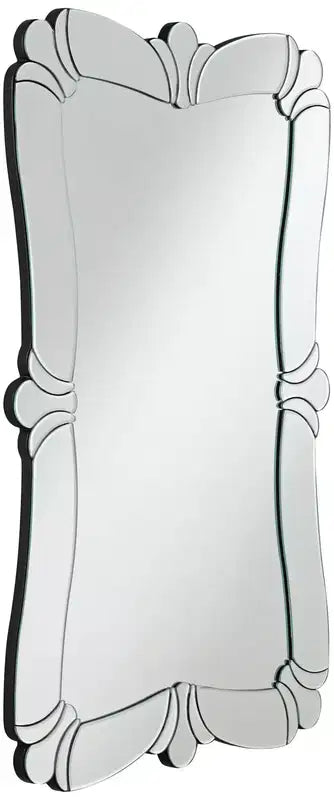 Espejo decorativo rectangular para tocador, con borde biselado moderno, marco de vidrio con diseño floral, 26 de ancho, para baño o dormitorio