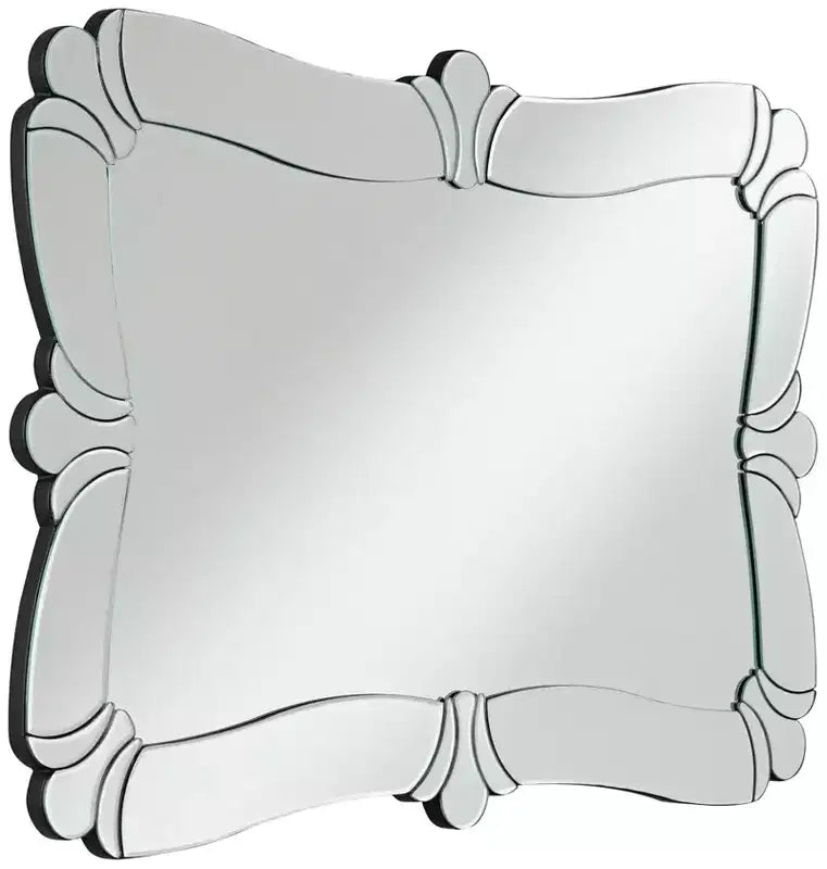 Espejo decorativo rectangular para tocador, con borde biselado moderno, marco de vidrio con diseño floral, 26 de ancho, para baño o dormitorio