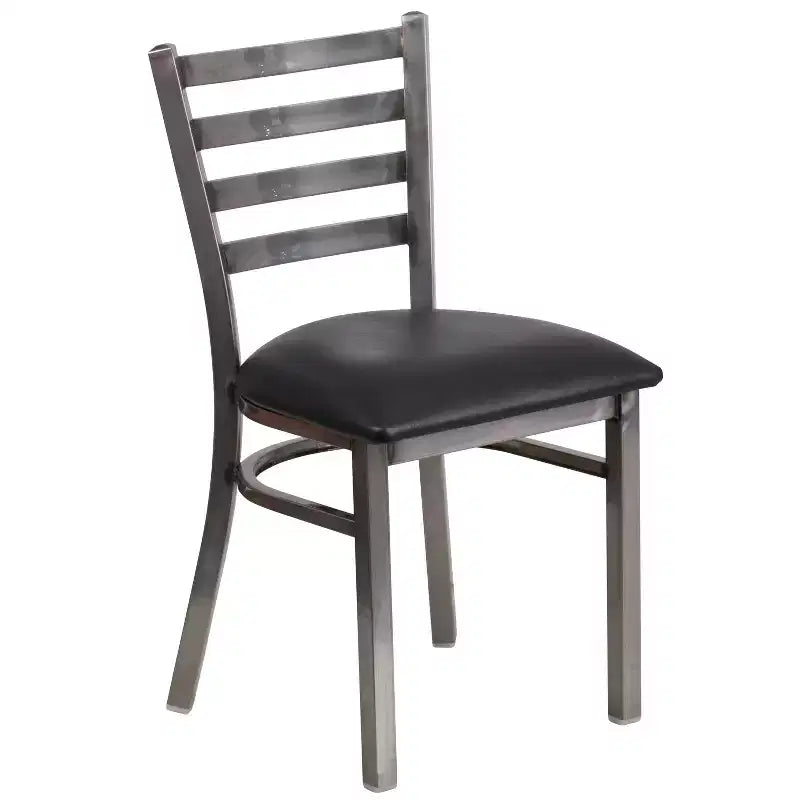 Juego de 2 sillas metálicas para restaurante con respaldo de escalera y acabado transparente