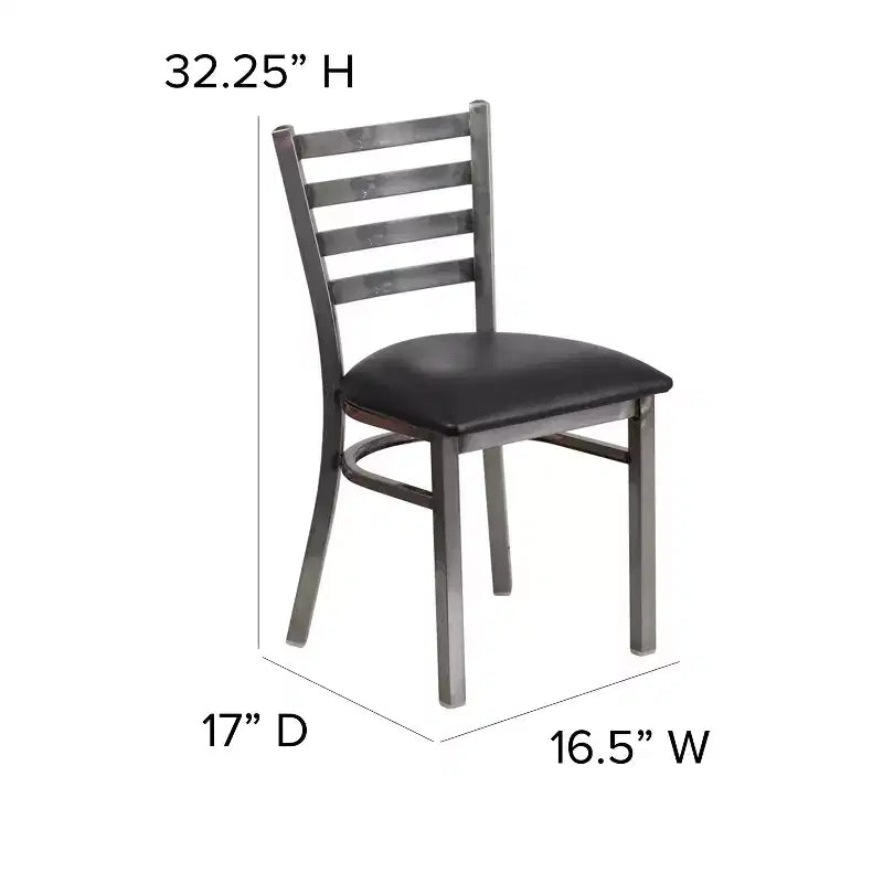 Juego de 2 sillas metálicas para restaurante con respaldo de escalera y acabado transparente