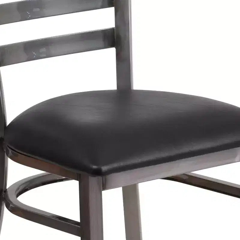 Juego de 2 sillas metálicas para restaurante con respaldo de escalera y acabado transparente