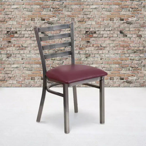 Juego de 2 sillas metálicas para restaurante con respaldo de escalera y acabado transparente