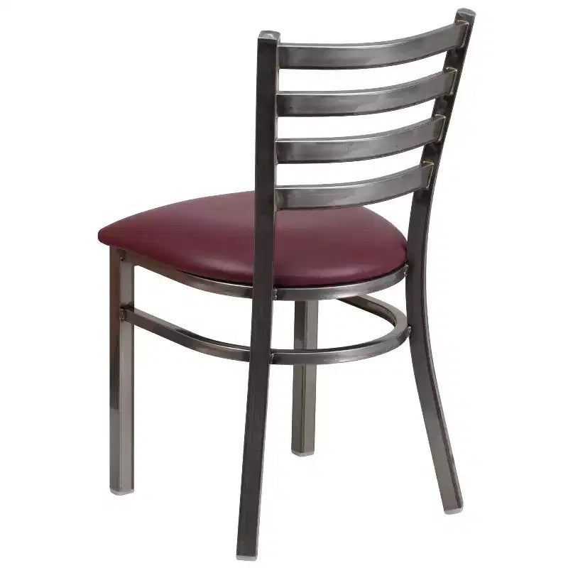 Juego de 2 sillas metálicas para restaurante con respaldo de escalera y acabado transparente