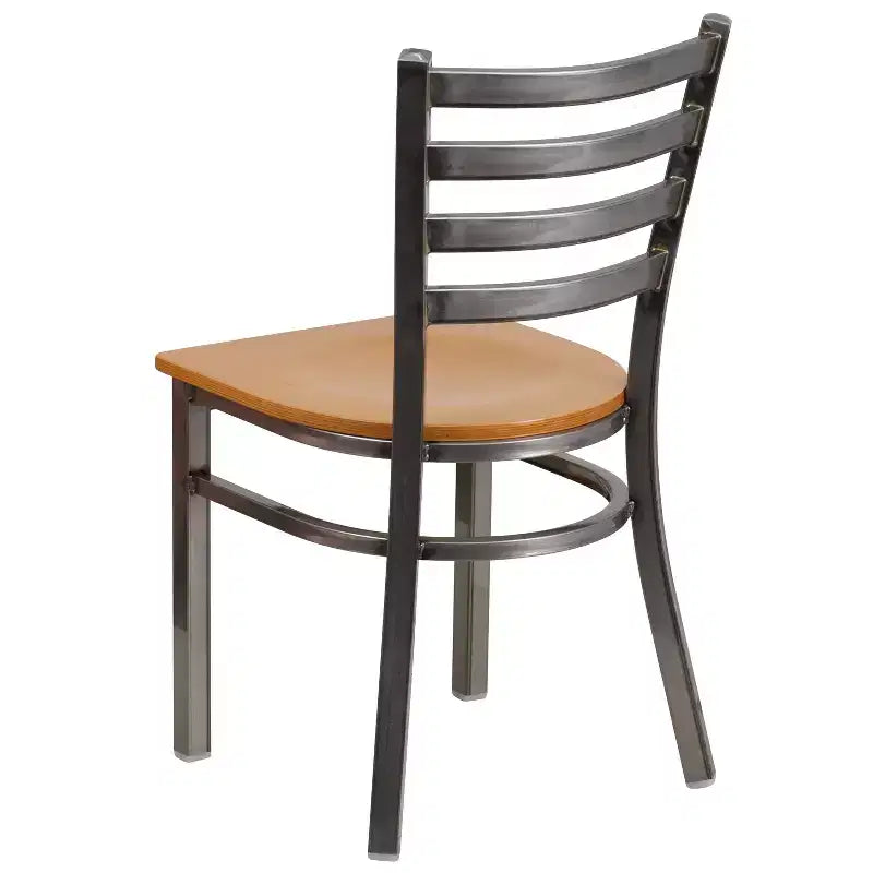 Juego de 2 sillas metálicas para restaurante con respaldo de escalera y acabado transparente