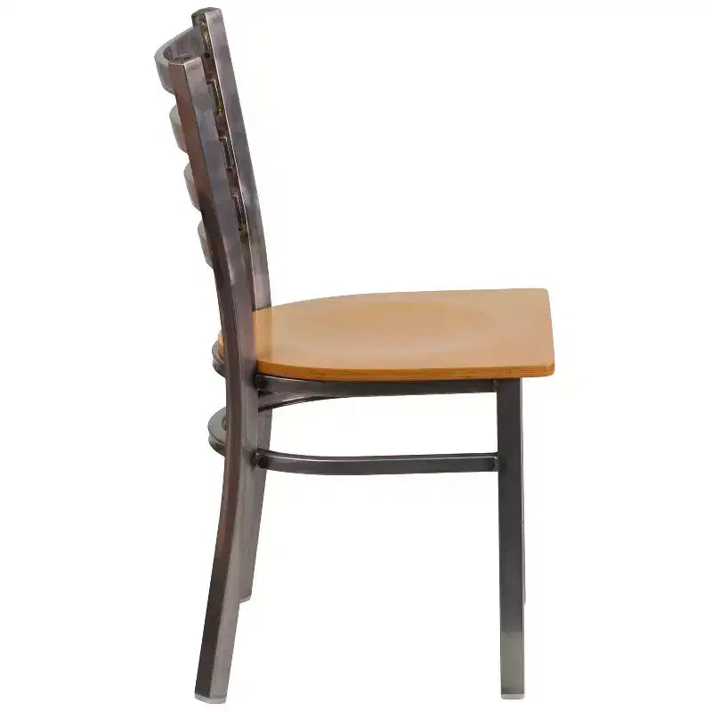 Juego de 2 sillas metálicas para restaurante con respaldo de escalera y acabado transparente