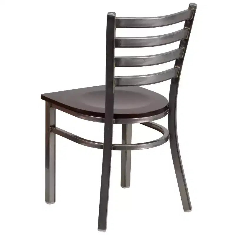 Juego de 2 sillas metálicas para restaurante con respaldo de escalera y acabado transparente