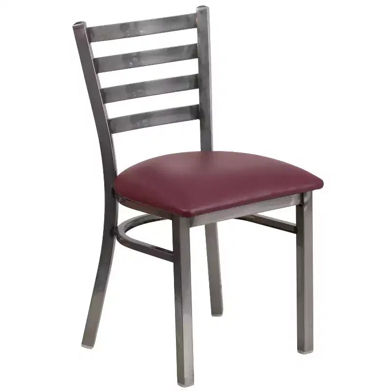 Juego de 2 sillas metálicas para restaurante con respaldo de escalera y acabado transparente