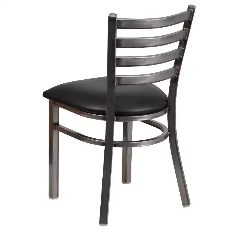 Juego de 2 sillas metálicas para restaurante con respaldo de escalera y acabado transparente
