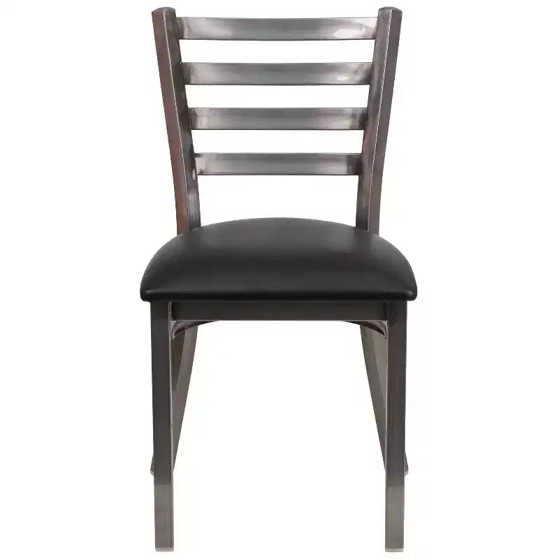 Juego de 2 sillas metálicas para restaurante con respaldo de escalera y acabado transparente