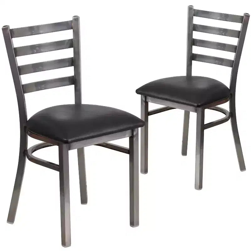2er-Pack Restaurantstühle aus Metall mit transparenter Lackierung und Leiterlehne