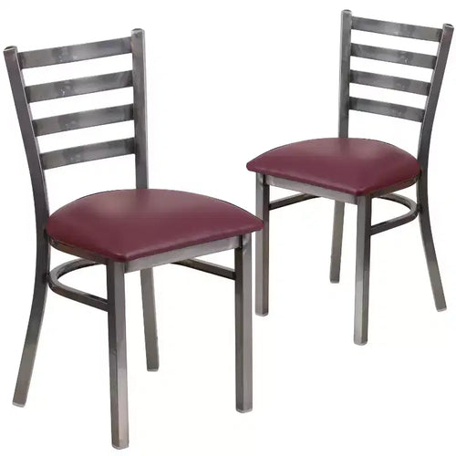 Emma and Oliver 2 Pack Clear Coated Ladder Back Metal Restaurant Chair