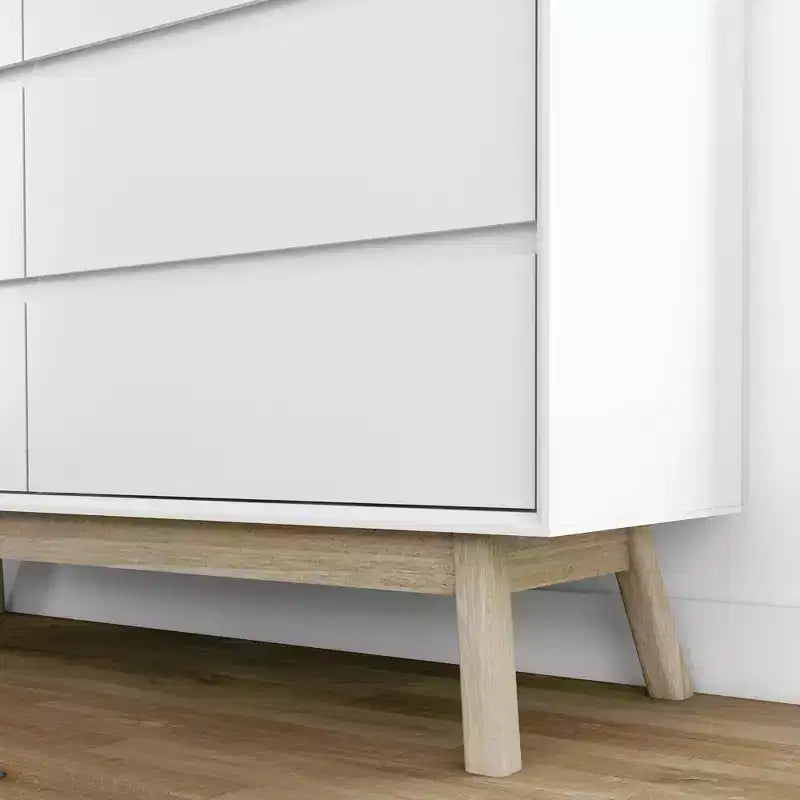 Cómoda de 6 cajones, cómodas y cajonera de almacenamiento de madera maciza para dormitorio