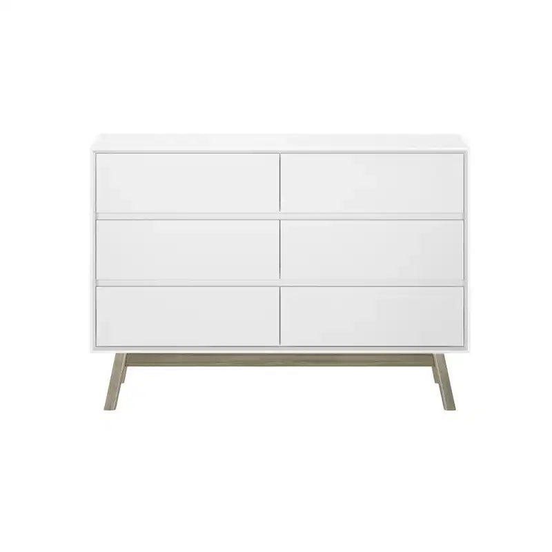 Cómoda de 6 cajones, cómodas y cajonera de almacenamiento de madera maciza para dormitorio