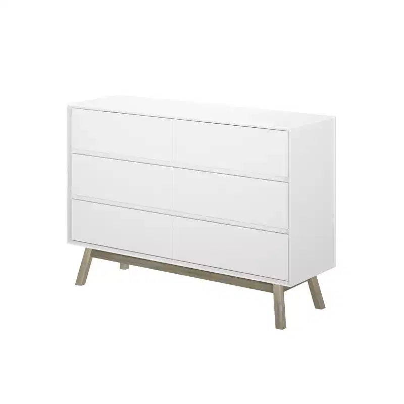 Cómoda de 6 cajones, cómodas y cajonera de almacenamiento de madera maciza para dormitorio