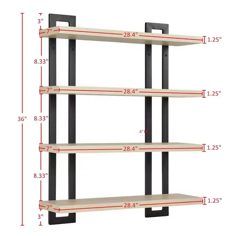 36 x 28.4 4-stufiges schwebendes Wandregal mit Halterungen