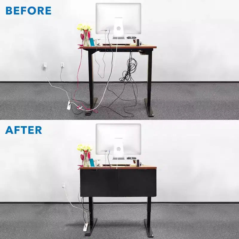 Sichtschutz für unter dem Schreibtisch an Sitz-Steh-Arbeitsplätzen mit Kabelmanagement und Organizerfächern | Schreibtischblende | 41 Inches Wide