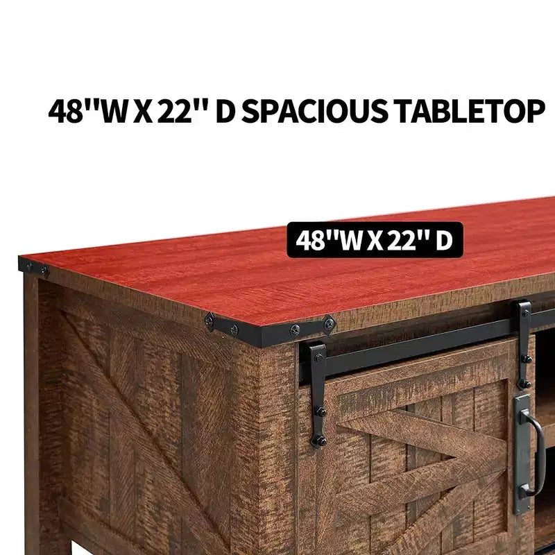 Mesa de centro resistente de estilo rústico con puertas corredizas de granero y estantes de almacenamiento para sala de estar, estudio, sala familiar u oficina