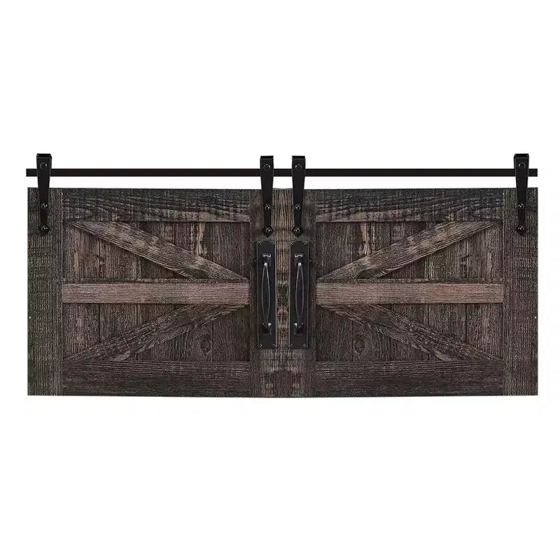 Mesa de centro resistente de estilo rústico con puertas corredizas de granero y estantes de almacenamiento para sala de estar, estudio, sala familiar u oficina