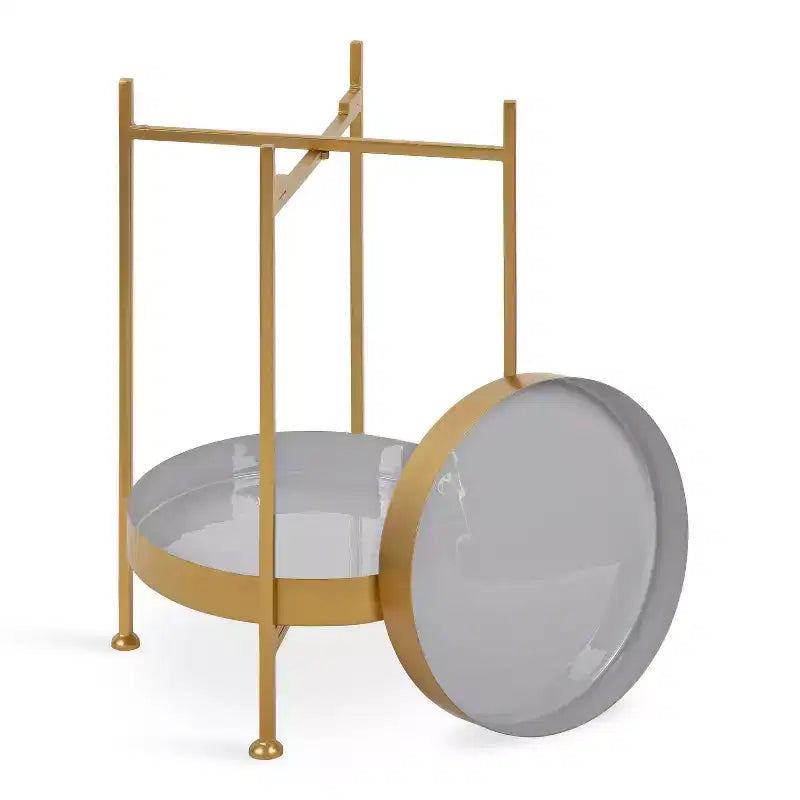 Zweistufiger Beistelltisch aus Metall