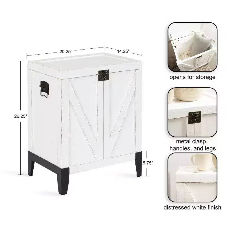 Mesa auxiliar rectangular de madera, 21x27x15, blanca