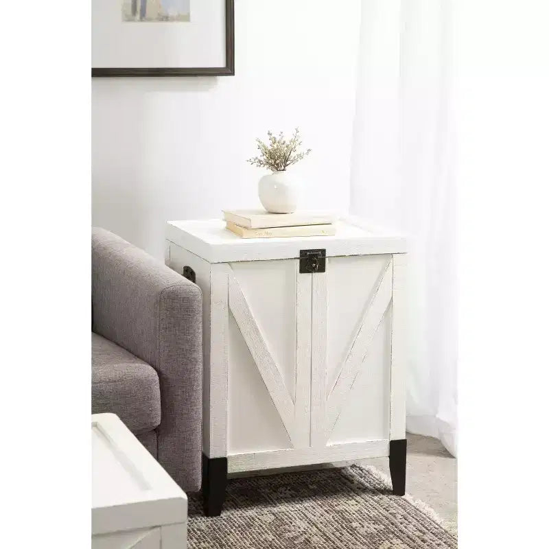 Mesa auxiliar rectangular de madera, 21x27x15, blanca