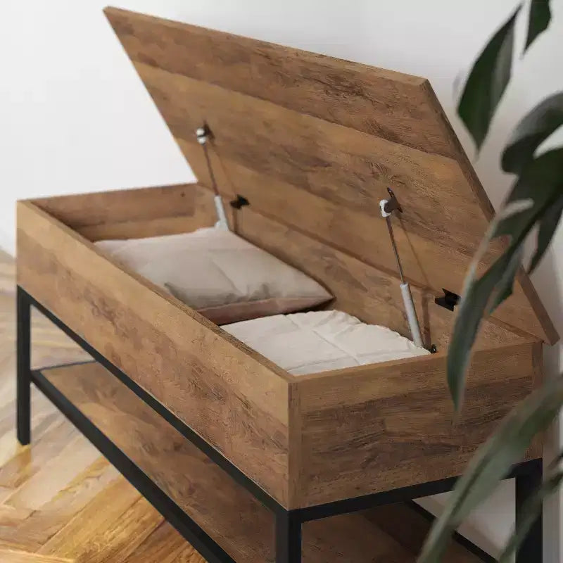 Aufbewahrungsbank im Landhausstil mit unterem Regal, ideal für Eingangsbereich, Hauswirtschaftsraum oder Schlafzimmer