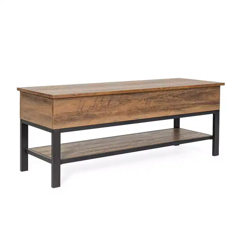 Banco de almacenamiento estilo granja para recibidor con estante inferior, ideal para recibidor, vestíbulo o dormitorio