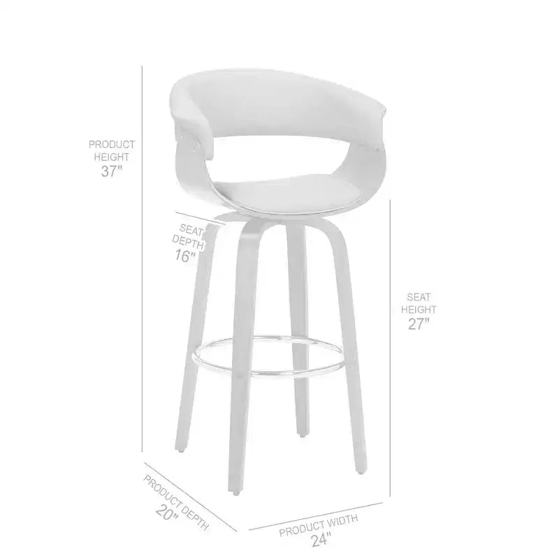 Taburete giratorio de bar de cuero sintético y madera para barra