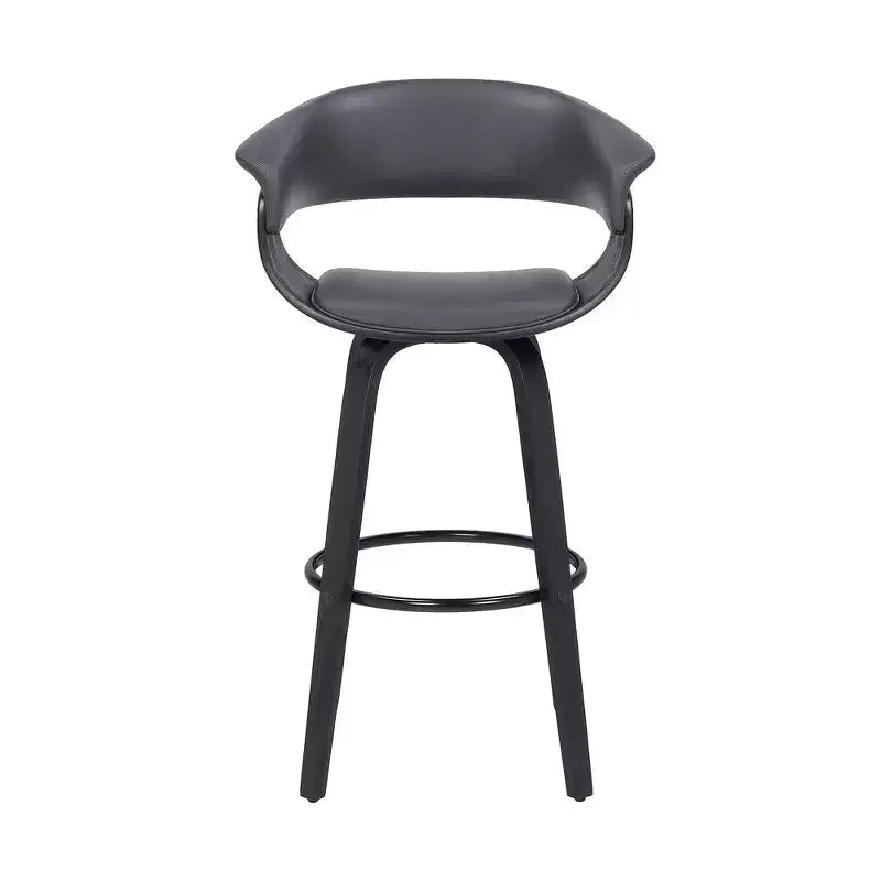 Taburete giratorio de bar de cuero sintético y madera para barra