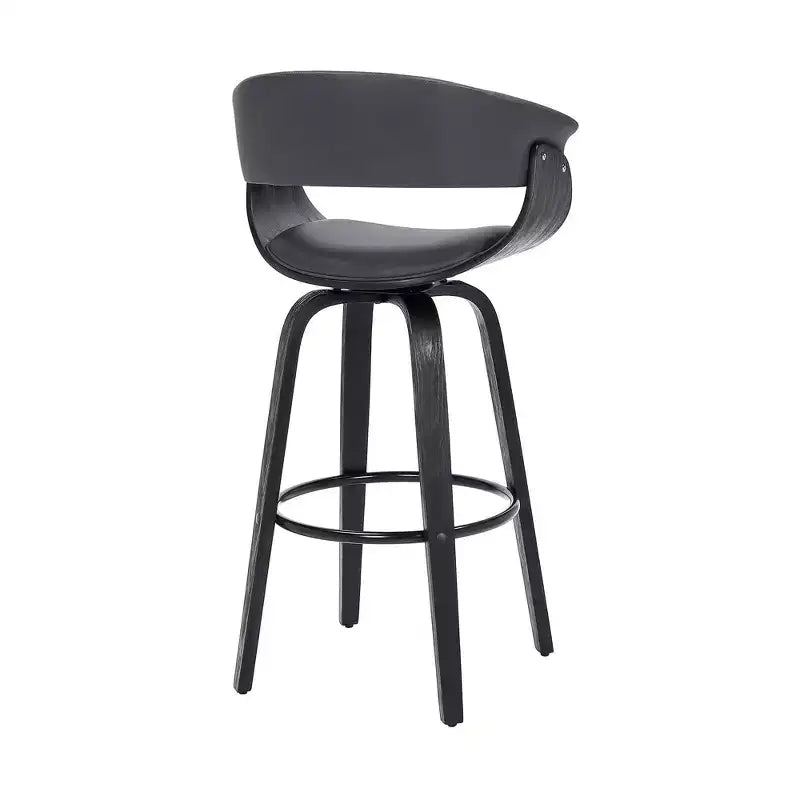 Taburete giratorio de bar de cuero sintético y madera para barra