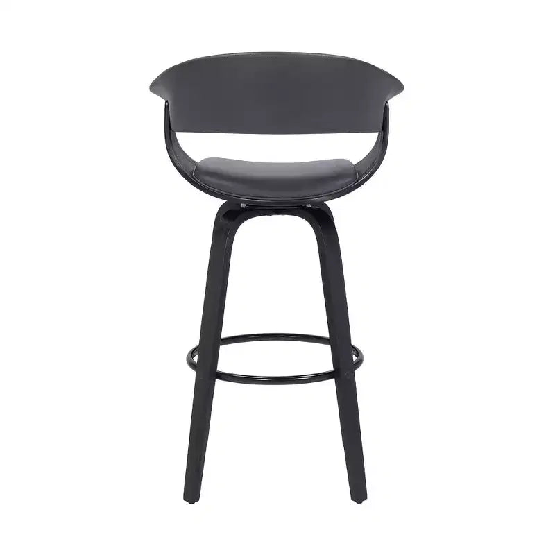 Taburete giratorio de bar de cuero sintético y madera para barra