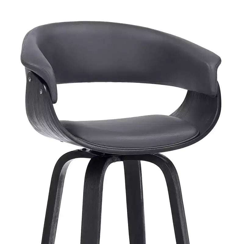 Taburete giratorio de bar de cuero sintético y madera para barra