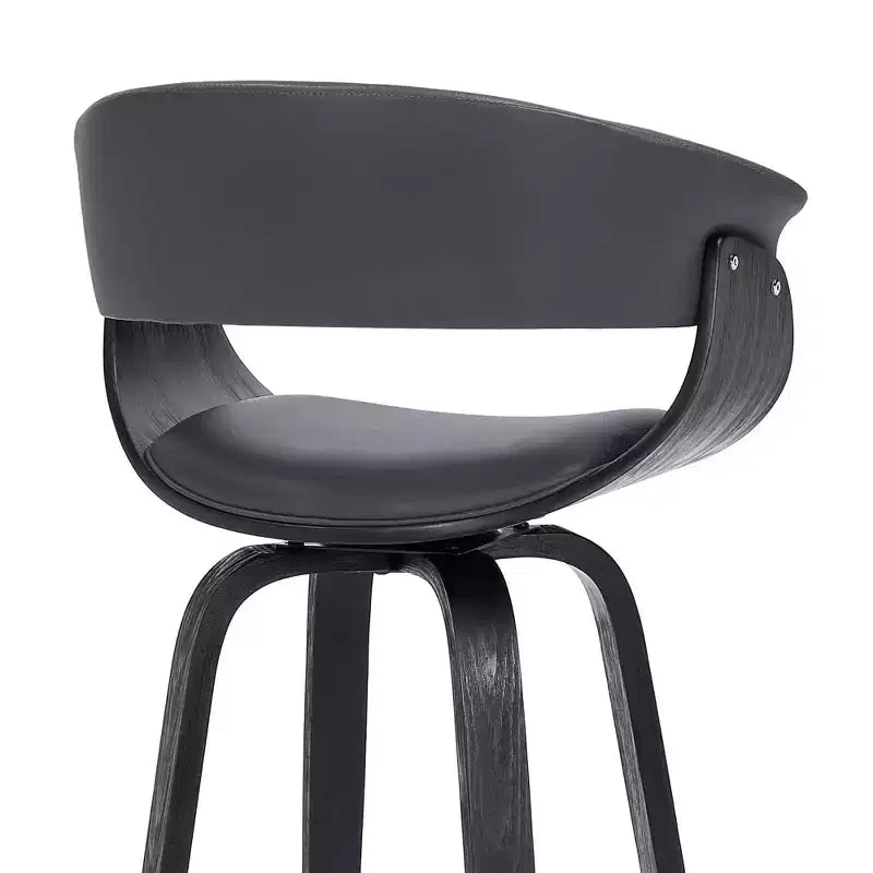 Taburete giratorio de bar de cuero sintético y madera para barra